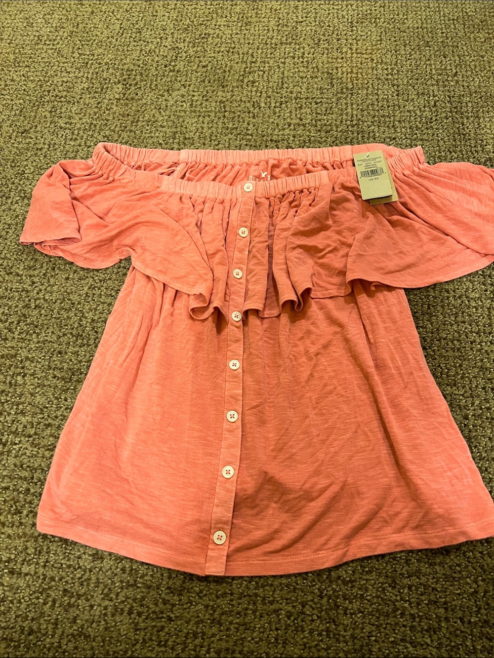 New With Tags! XS Off-Shoulder Coral Button-Front Women's Top